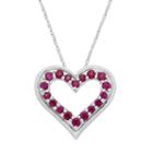 14k White Gold Ruby Heart Pendant Necklace, Women's, Size: 18, Red