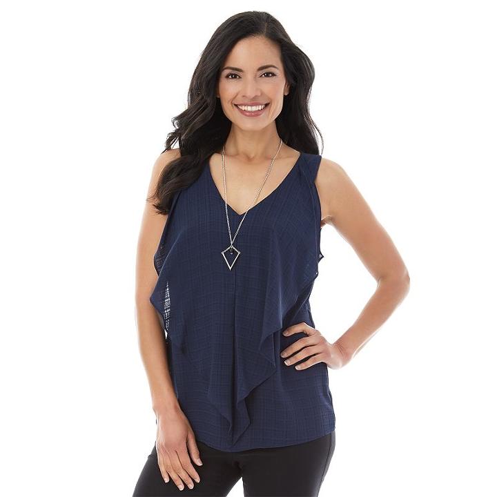 Women's Ab Studio Asymmetrical Ruffle, Size: Medium, Blue (navy)