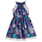 Girls 4-12 Sonoma Goods For Life&trade; Highneck Cinched Patterned Dress, Size: 4, Med Blue