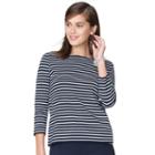 Women's Chaps Striped Boatneck Tee, Size: Large, Blue (navy)