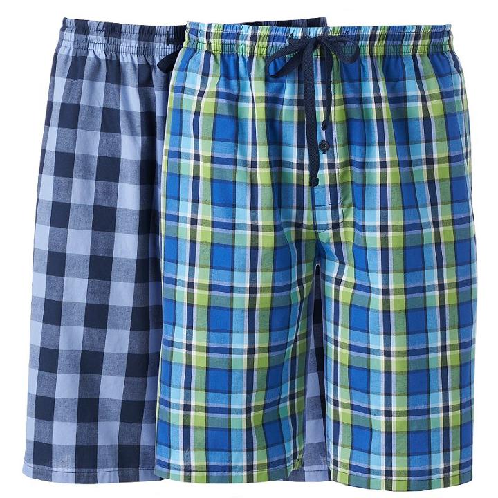 Men's Hanes Classics 2-pack Plaid Woven Jams Shorts, Size: Xl, Blue