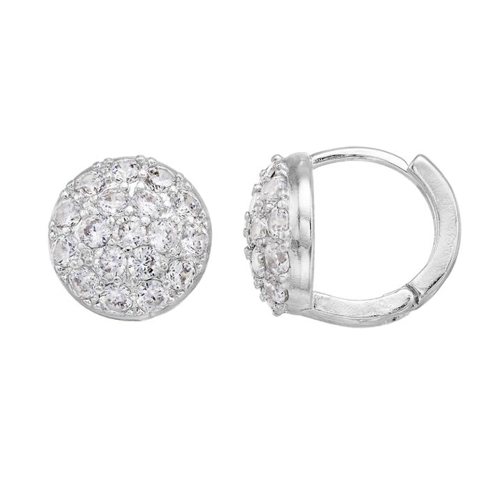Dana Buchman Simulated Crystal Disc Hoop Earrings, Women's, Silver