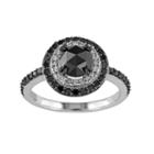 Black & White Diamond Tiered Halo Engagement Ring In 10k White Gold (1 1/2 Carat T.w.), Women's, Size: 7