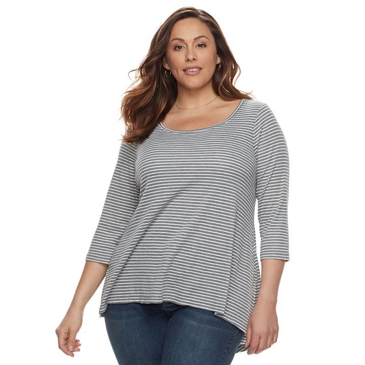 Plus Size Sonoma Goods For Life&trade; High-low Scoopneck Tee, Women's, Size: 2xl, White Oth