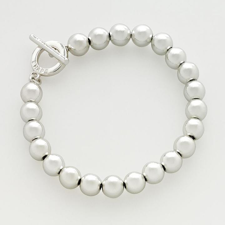 Chaps Silver-tone Beaded Bracelet, Women's, Grey