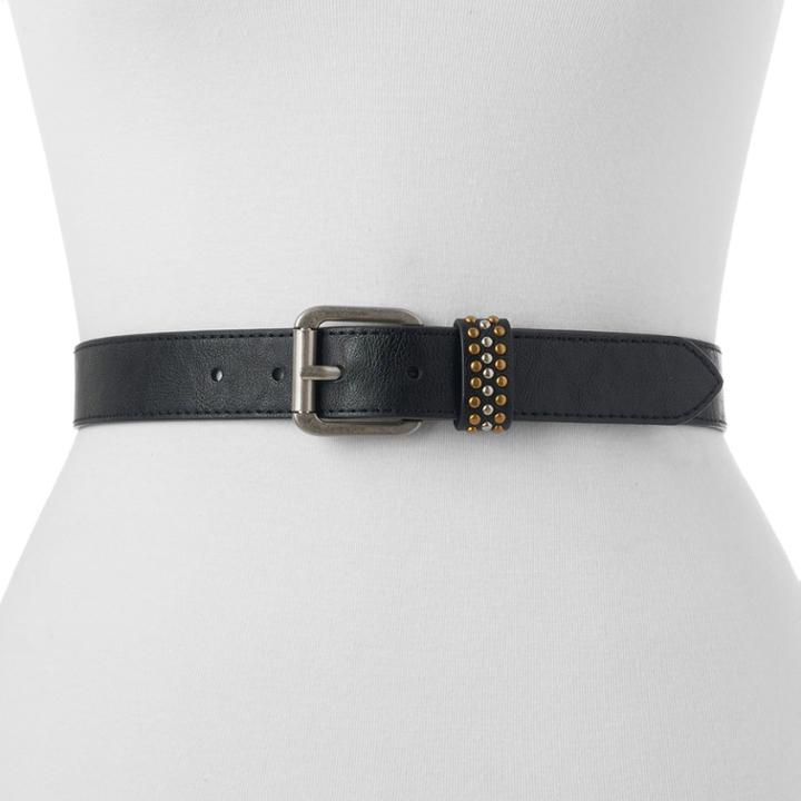 Women's Relic Two Tone Micro Stud Belt, Size: Large, Black