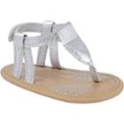 Baby Girl Wee Kids Metallic Thong Crib Sandals, Size: 3, Silver