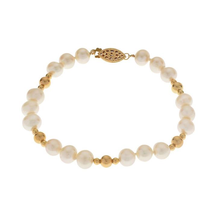 Pearlustre By Imperial 14k Gold Filled Freshwater Cultured Pearl Beaded Bracelet, Women's, Size: 7.5, White