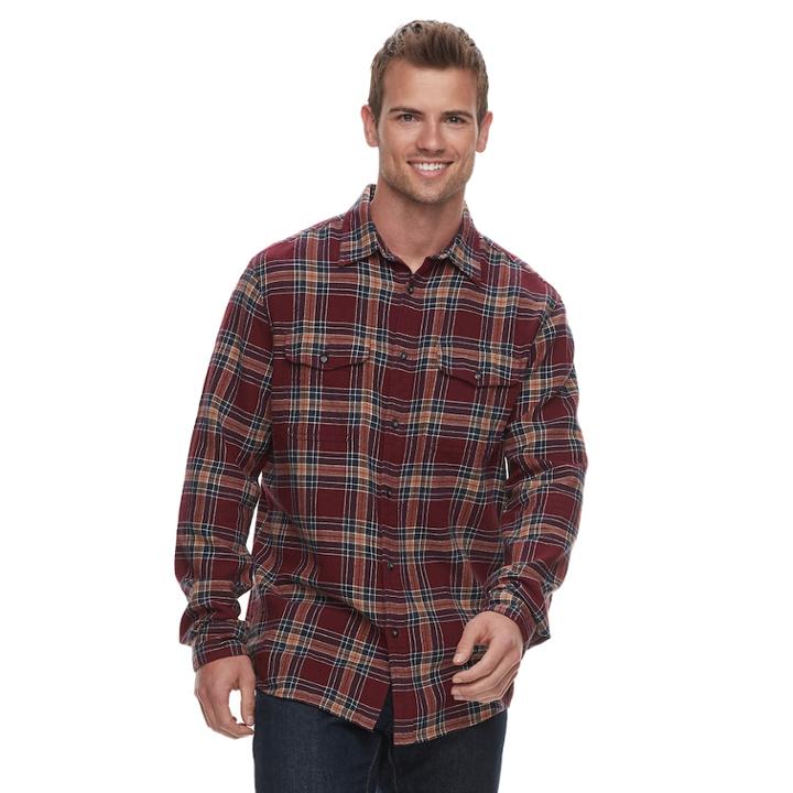 Men's Sonoma Goods For Life&trade; Slim-fit Flannel Button-down Shirt, Size: Medium, Dark Pink