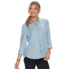 Juniors' So&reg; Chambray Button-front Shirt, Teens, Size: Xxs, Light Blue