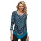 Women's Croft & Barrow&reg; Printed Scoopneck Top, Size: Large, Dark Blue