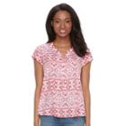 Petite Croft & Barrow&reg; Crepe Popover Top, Women's, Size: M Petite, Light Pink
