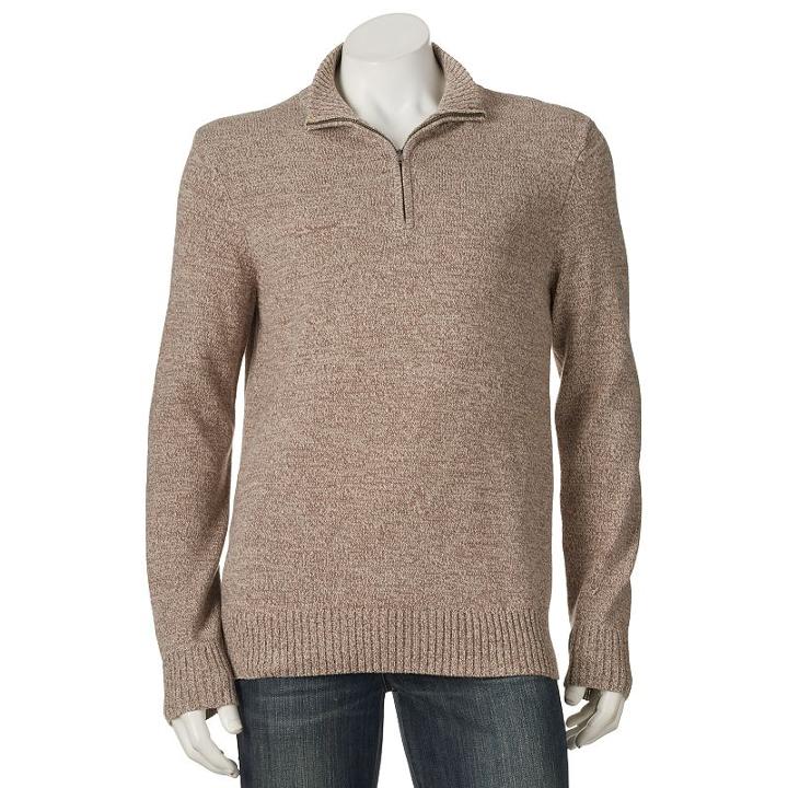 Big & Tall Big & Tall&reg; Quarter-zip Sweater, Men's, Size: Xxl Tall, Med Green