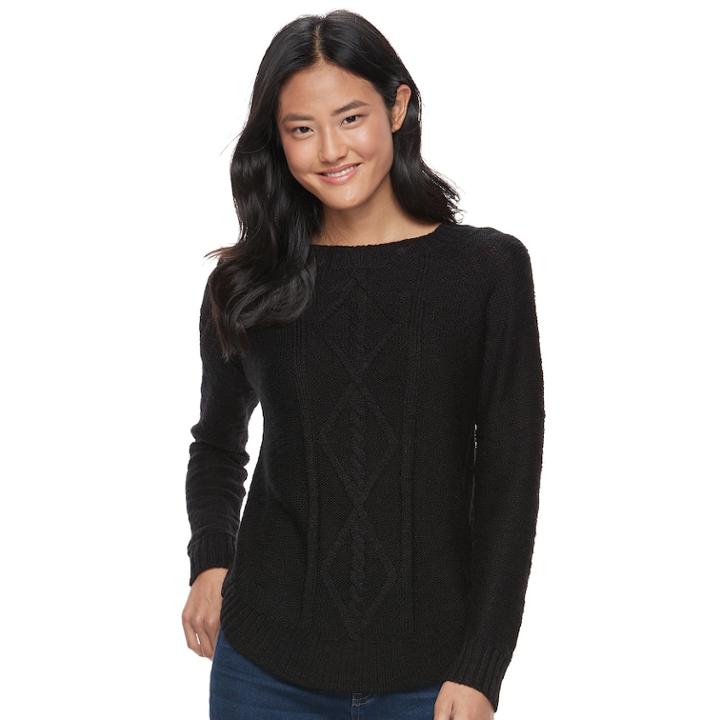 Juniors' So&reg; Shirttail Cable-knit Sweater, Teens, Size: Xl, Oxford