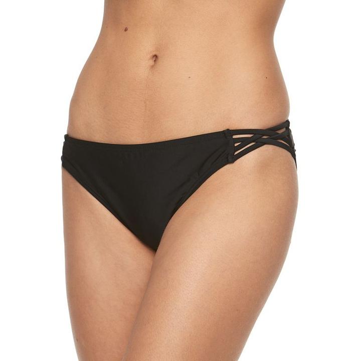 Mix & Match Strappy Hipster Bikini Bottoms, Size: Xs, Black