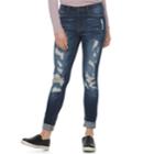Juniors' Mudd&reg; Destructed Cuffed Skinny Jeans, Teens, Size: 17, Blue