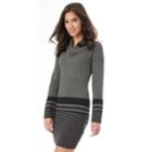 Juniors' Iz Byer Striped Cowlneck Sweater Dress, Teens, Size: Xl, Dark Grey
