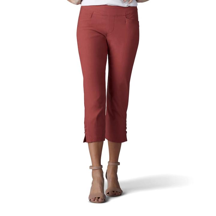 Women's Lee Elena Twill Pull-on Capris, Size: 6 Avg/reg, Dark Red