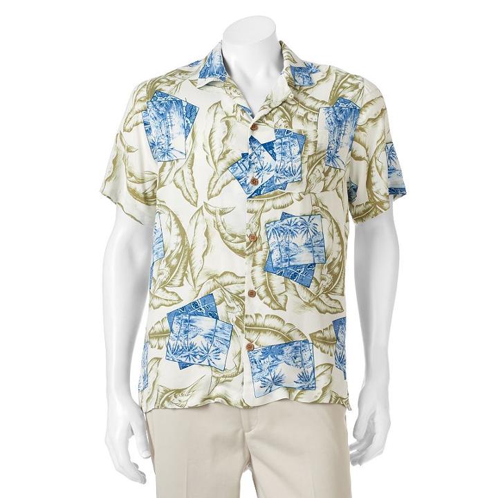Men's Caribbean Joe Casual Tropical Button-down Shirt, Size: Xxl, Green Oth