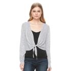 Women's Apt. 9&reg; Striped Tie-front Crop Cardigan, Size: Xs, White
