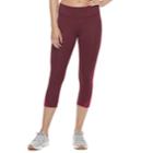 Women's Tek Gear&reg; Side Panel Mid-rise Capri Leggings, Size: Xxl, Dark Red