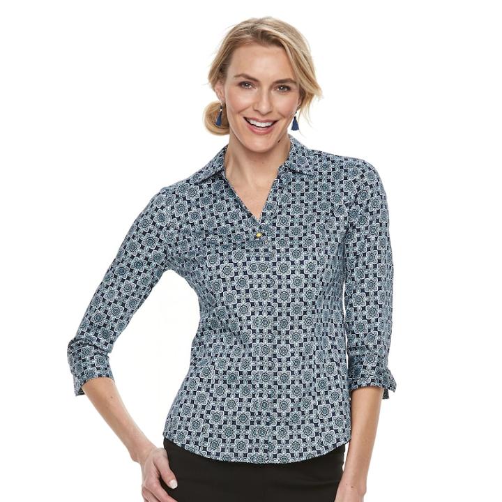 Women's Dana Buchman Poplin Blouse, Size: Large, Oxford