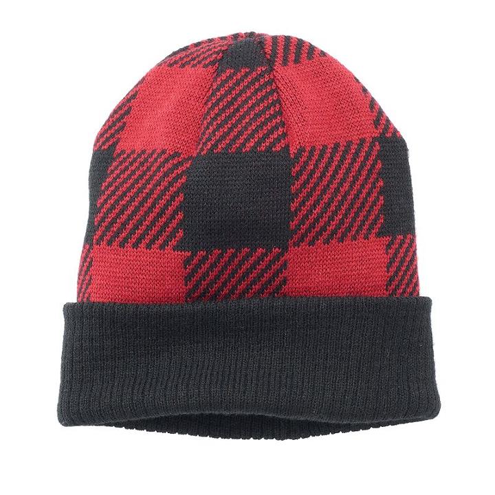 Men's Urban Pipeline Buffalo Check Beanie, Red