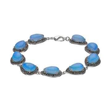 Tori Hill Simulated Blue Opal Doublet & Marcasite Teardrop Bracelet, Women's