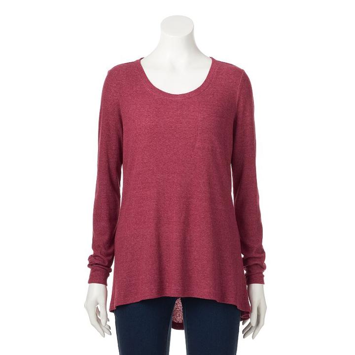 Women's Sonoma Goods For Life&trade; Ribbed High-low Tee, Size: Xl, Dark Red