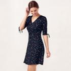 Women's Lc Lauren Conrad Printed Fit & Flare Dress, Size: Xs, Dark Blue