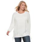 Juniors' Plus Size So&reg; Lace-up Tunic Sweater, Teens, Size: 1xl, White