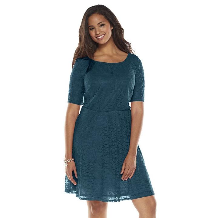 Juniors' Plus Size Wrapper Lace A-line Dress, Girl's, Size: 2xl, Brt Blue