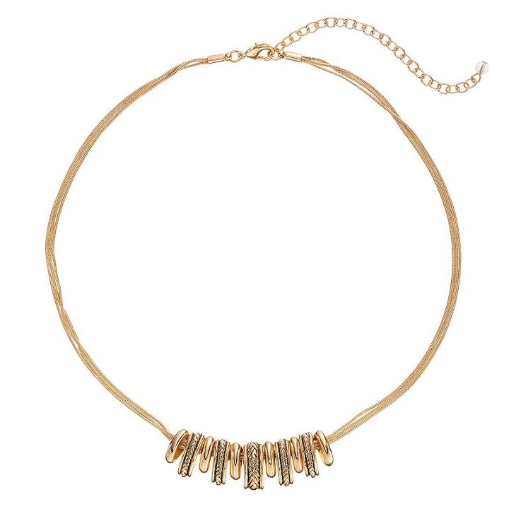 Napier Textured Bead Multi Strand Necklace, Women's, Gold