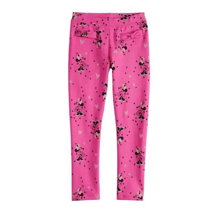 Disney's Minnie Mouse Girls 4-7 Print Leggings By Jumping Beans&reg;, Size: 6, Dark Pink