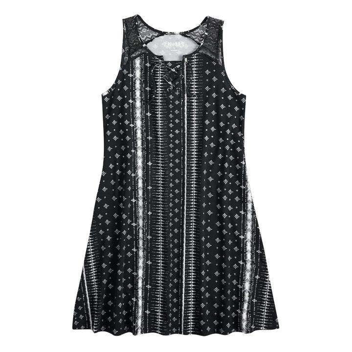 Girls 7-16 Mudd&reg; Printed Crochet Dress, Size: Xl/14, Oxford
