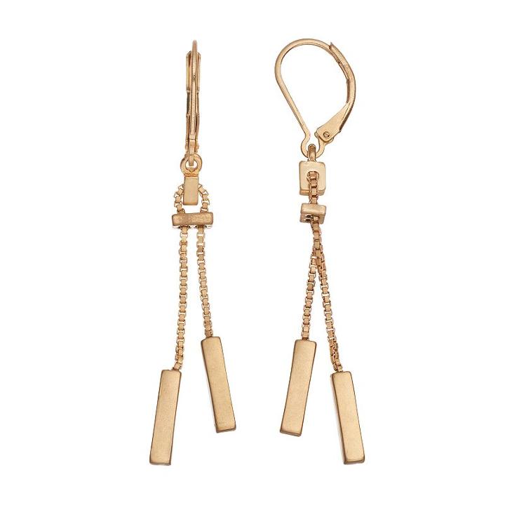 Simply Vera Vera Wang Box Chain Nickel Free Bar Drop Earrings, Women's, Gold