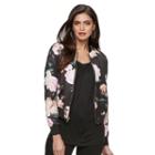 Women's Jennifer Lopez Floral Bomber Jacket, Size: Small, Black