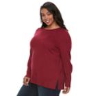 Plus Size Apt. 9&reg; Lurex Crewneck Sweater, Women's, Size: 2xl, Dark Red