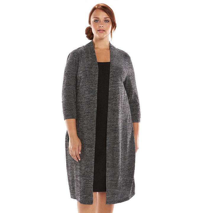 Plus Size Connected Apparel Marled Mock-sweaterdress, Women's, Size: 18 W, Grey (charcoal)