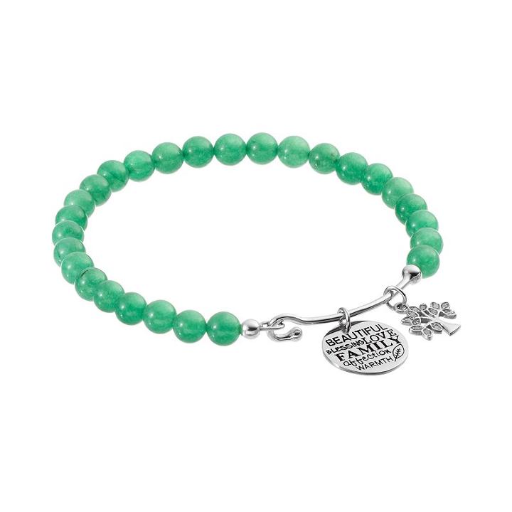 Charmed By Diamonds Aventurine Bead & 1/10 Carat T.w. Diamond Family Charm Bracelet, Women's, Size: 7.5, Green
