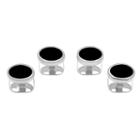Silver & Onyx Oval Studs, Men's, Black