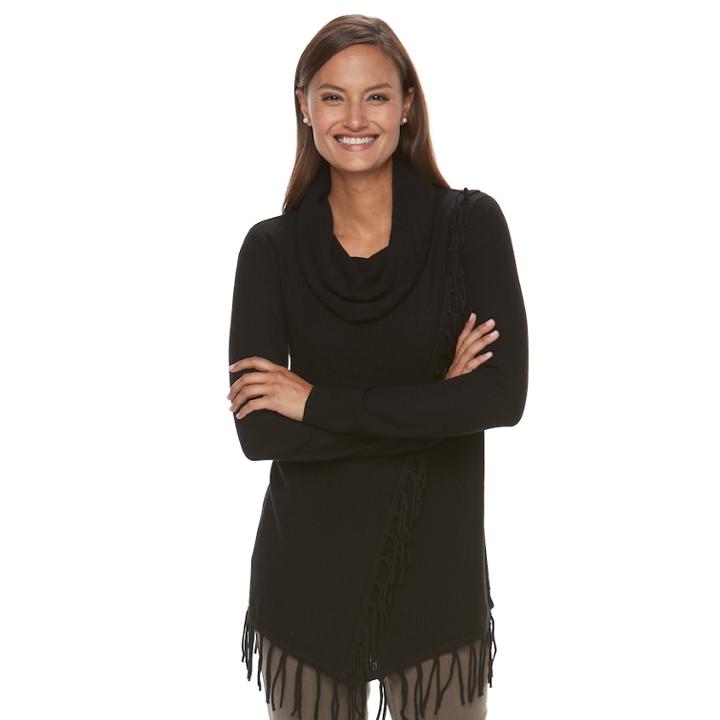 Women's Croft & Barrow&reg; Poncho Sweater, Size: Small, Black