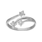 Primrose Sterling Silver Cubic Zirconia 3-stone Bypass Ring, Women's, Size: 7, Grey