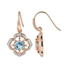 18k Rose Gold Over Silver Sky Blue Topaz And Diamond Accent Flower Drop Earrings, Women's