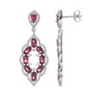 Sterling Silver Simulated Pink Sapphire & Cubic Zirconia Scalloped Drop Earrings, Women's