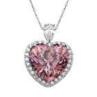 Emotions Sterling Silver Heart Frame Pendant - Made With Swarovski Zirconia, Women's, Pink