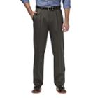 Men's Haggar Premium No Iron Khaki Stretch Classic-fit Pleated Pants, Size: 40x30, Dark Grey