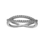 Primrose Sterling Silver Cubic Zirconia Pave Crisscross Ring, Women's, Size: 9, White