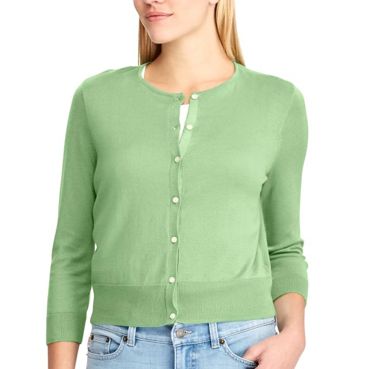 Women's Chaps Button-front Cardigan, Size: Small, Green