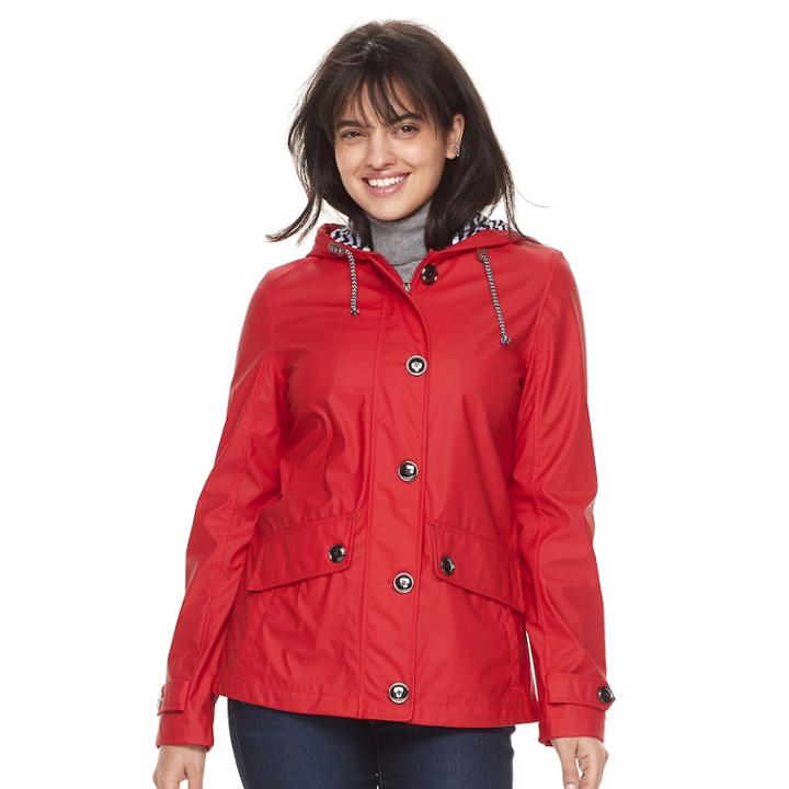 Women's Weathercast Hooded Rain Jacket, Size: Small, Med Red